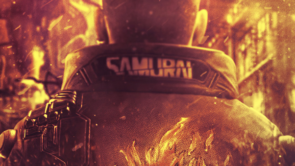 Samurai Burning Jacket Cyberpunk 2077 Wallpaper