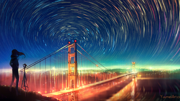 San Francisco Bridge Infinite Lights Artwork Wallpaper