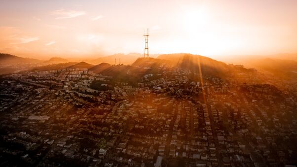 San Francisco Skyline Drone View Wallpaper