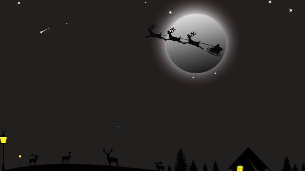 Santa Claus Deer Ride Wallpaper