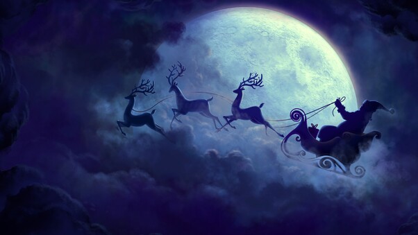 Santa Claus Moon Wallpaper