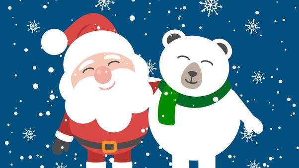 Santa Clause And Bear Friend Wallpaper