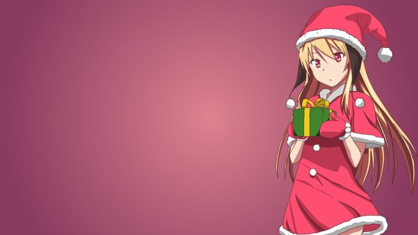 Santa Girl With Hat Anime Girl Wallpaper