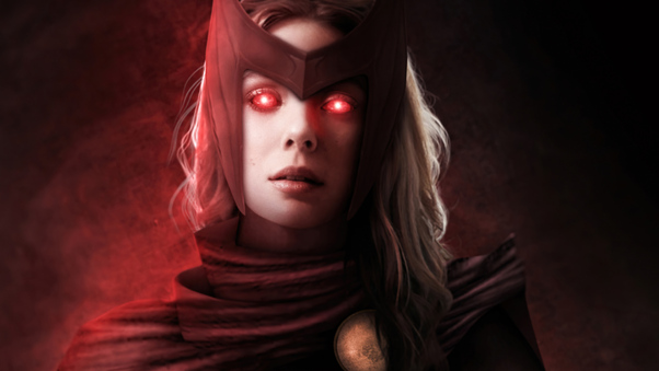 Scarlet Witch Glowing Red Eyes 4k Wallpaper