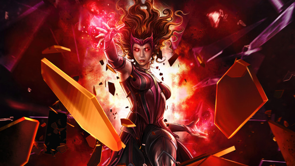 Scarlet Witch Unleashing Chaos Magic Wallpaper