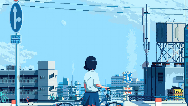 School Girl Anime Pixel Art Wallpaper