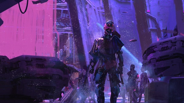 Sci Fi Cyberpunk Neon Robot Wallpaper