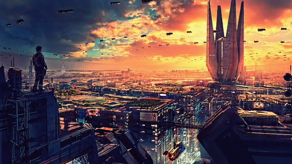 Science Fiction Cityscape Futuristic City Digital Art 4k Wallpaper