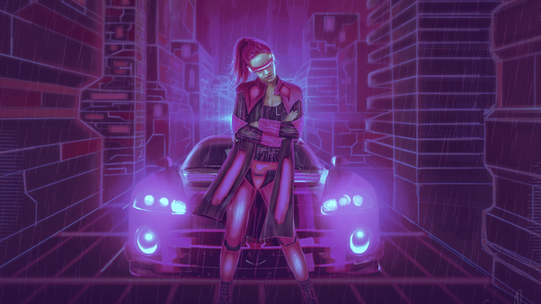 Scifi Cyberpunk Girl Car 4k Wallpaper