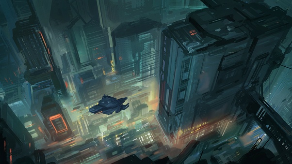Scifi Future City Top View Vehicles Art Wallpaper