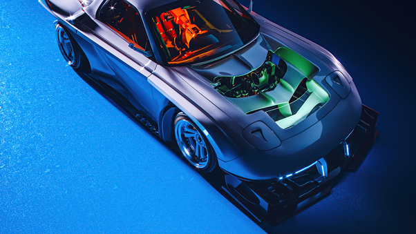 Scifi Neon Car Ride 5k Wallpaper
