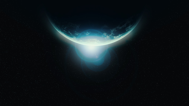 Scifi Planet Lens Flare Stars 4k Wallpaper