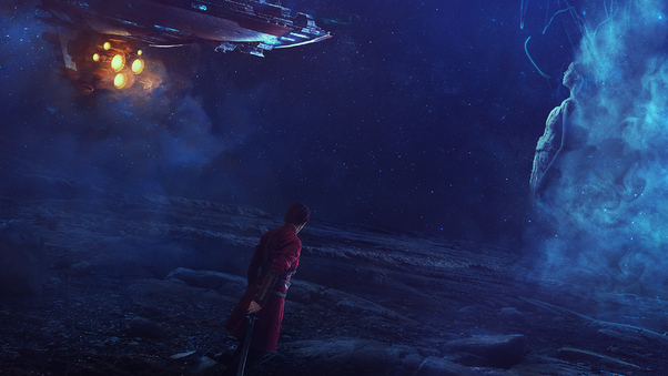 Scifi Warrior Fantasy Spaceship Wallpaper