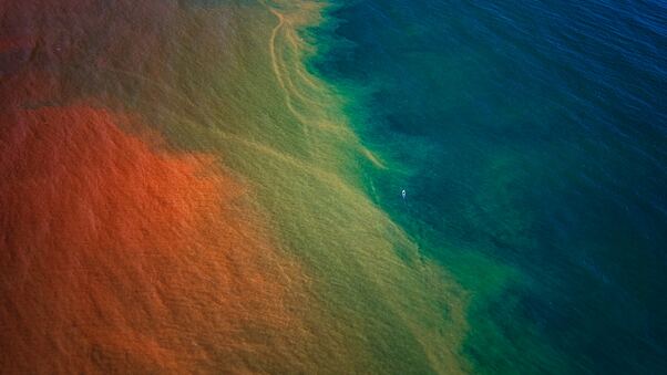 Sea Colorful Water Aerial View Wallpaper