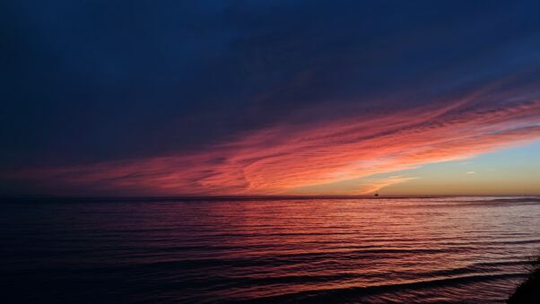 Sea Ocean Sunset Reflection Pastel Waves Wallpaper