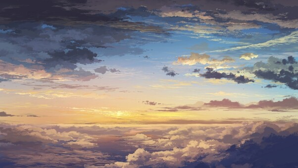 Sea Of Clouds Painting Wallpaper