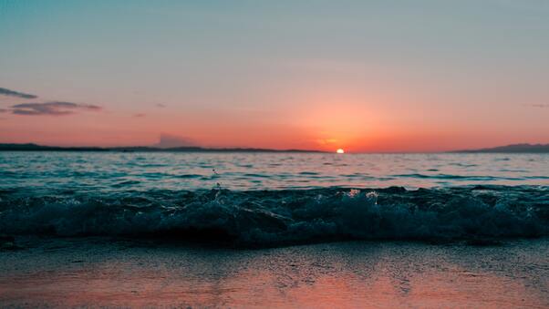 Sea Shore Ocean During Sunset Wallpaper