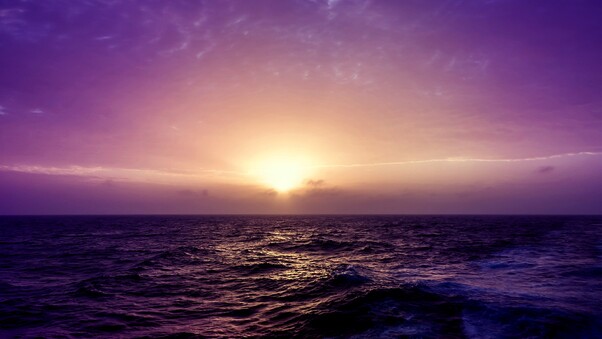 Sea Sunset Purple Wallpaper