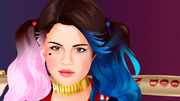 Selena Gomez As Harley Quinn Wallpaper