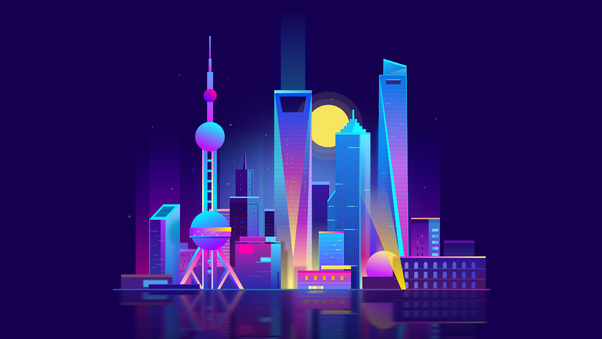 Shanghai City Hd Illustration Wallpaper