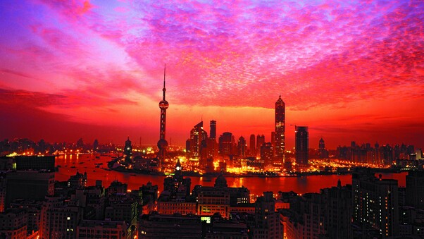 Shanghai Sunset Building Wallpaper