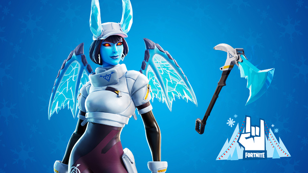 Shiver Outfit Along With The Frost Blade Pickaxe Fortnite Wallpaper