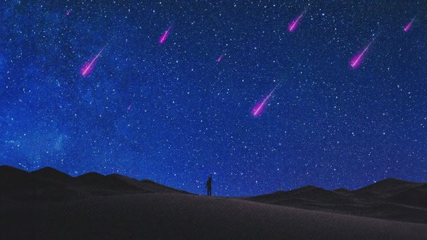 Shooting Stars Adorn The Night Sky Wallpaper