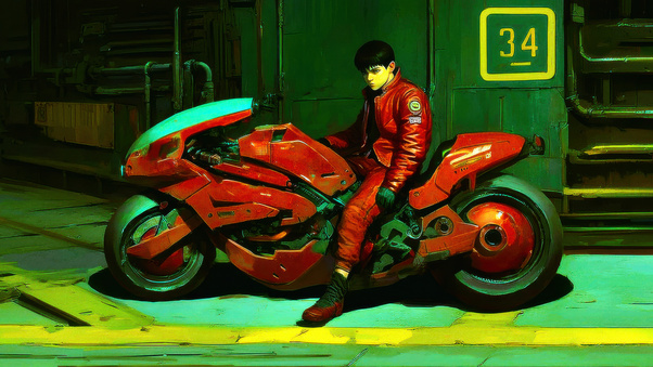 Shotaro Kaneda On Bike Wallpaper