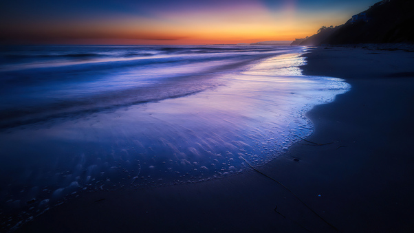 Silent Beach Wave Sunset 4k Wallpaper
