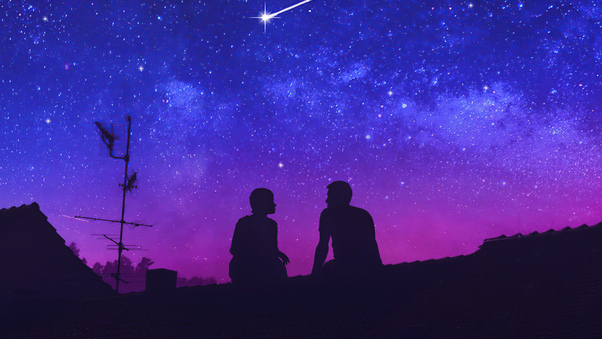 Silhouette Couple About The Stars Wallpaper