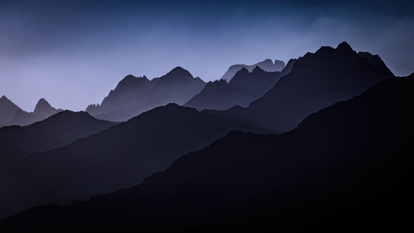 Silhouette Switzerland Surselva Mountains Wallpaper