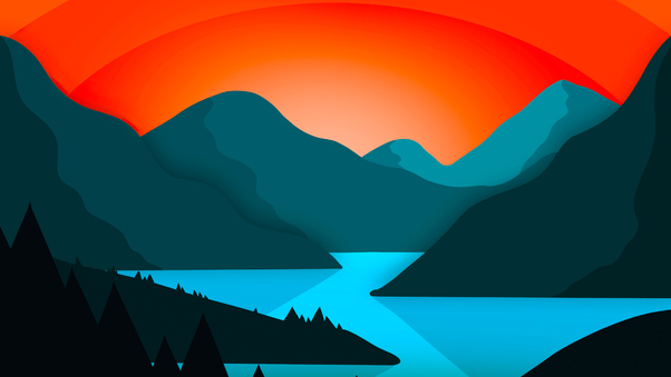Simple Minimal Mountains Landscape 4k Wallpaper