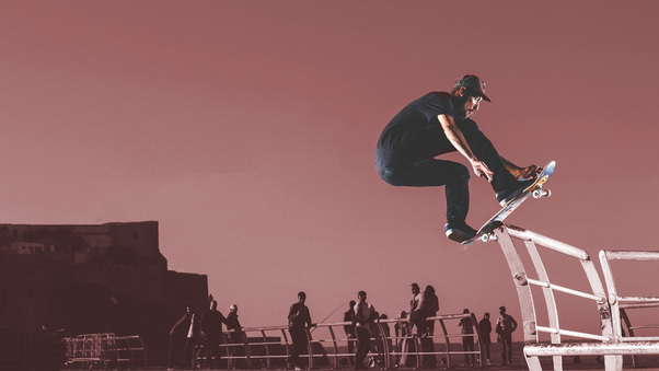 Skateboard Stunting Man 4k Wallpaper