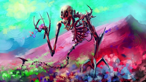 Skelton Skull Colorful Digital Art Wallpaper