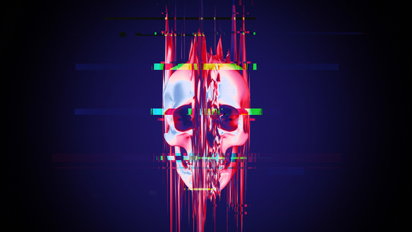 Skull Glitch 8k (1024x768) Resolution Wallpaper