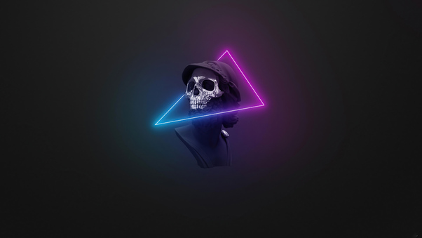 Skull Neon Minimal Logo 5k Wallpaper