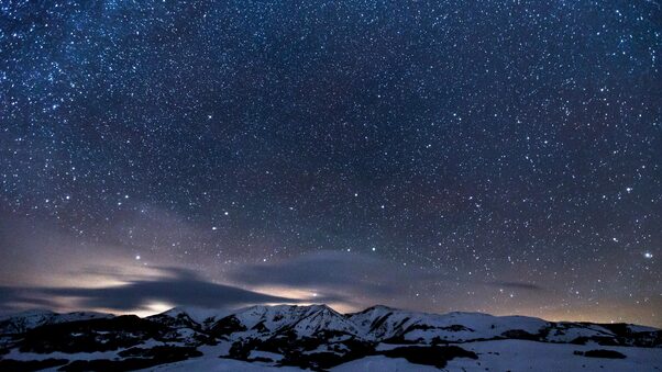 Sky Full Of Stars Snowy Mountains 5k Wallpaper