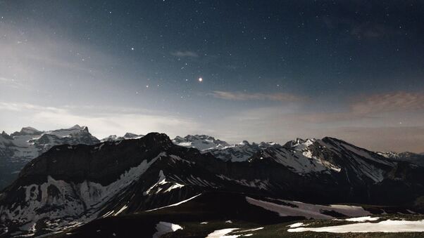 Sky Star Night Snow Mountains Range 5k Wallpaper