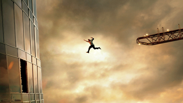 Skyscraper Movie Dwayne Johnson Jumping 5k Wallpaper