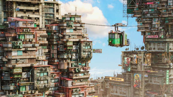 Skyscraping Scifi Sky High Blocks And Homes Wallpaper