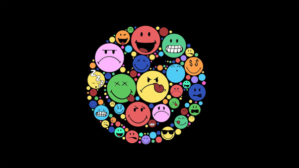 Smile Circle Minimal Emojis Oled 5k Wallpaper