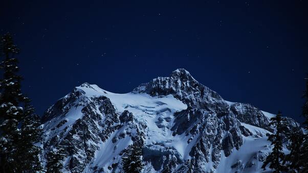 Snow Capped Mountains During Night Time 5k Wallpaper
