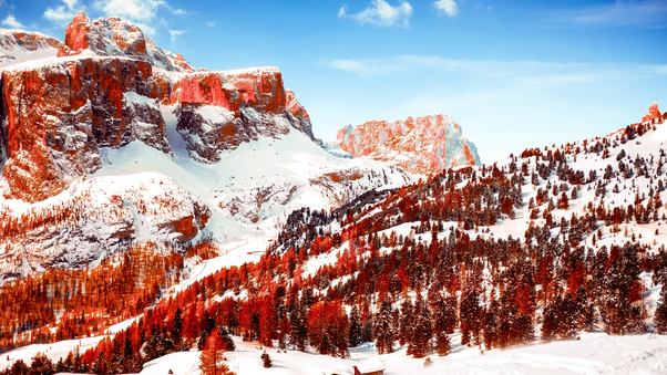 Snow Capped Mountains Red Infrared Dolomites 5k Wallpaper