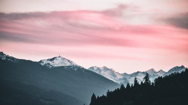 Snow Capped Mountains Under The Cloudy Skies 5k Wallpaper