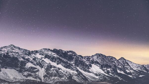 Snow Covered Mountains Stars 5k Wallpaper