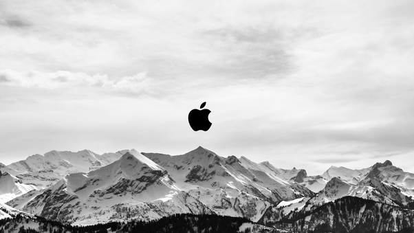 Snow Mountains Apple Logo 5k Wallpaper