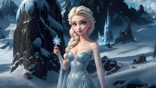 Snow Queen Elsa In Frozen Movie Wallpaper