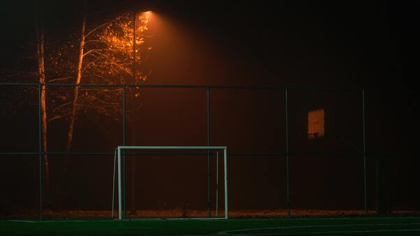 Soccer Goal Net Dark Field Photography 4k Wallpaper