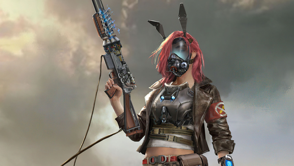 Solider Girl With Gun Mask Scifi 4k Wallpaper