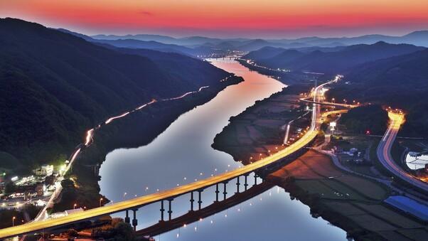 South Korea River Bridge Wallpaper